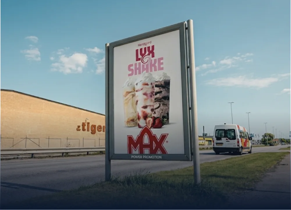 Eurosizeskylt med kampanjmotiv i Tornby handelsområde, Linköping